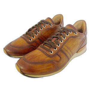 Magnanni Neiman Marcus Men's Burnished Brown Leather Lace Up Sneakers Size 9.5